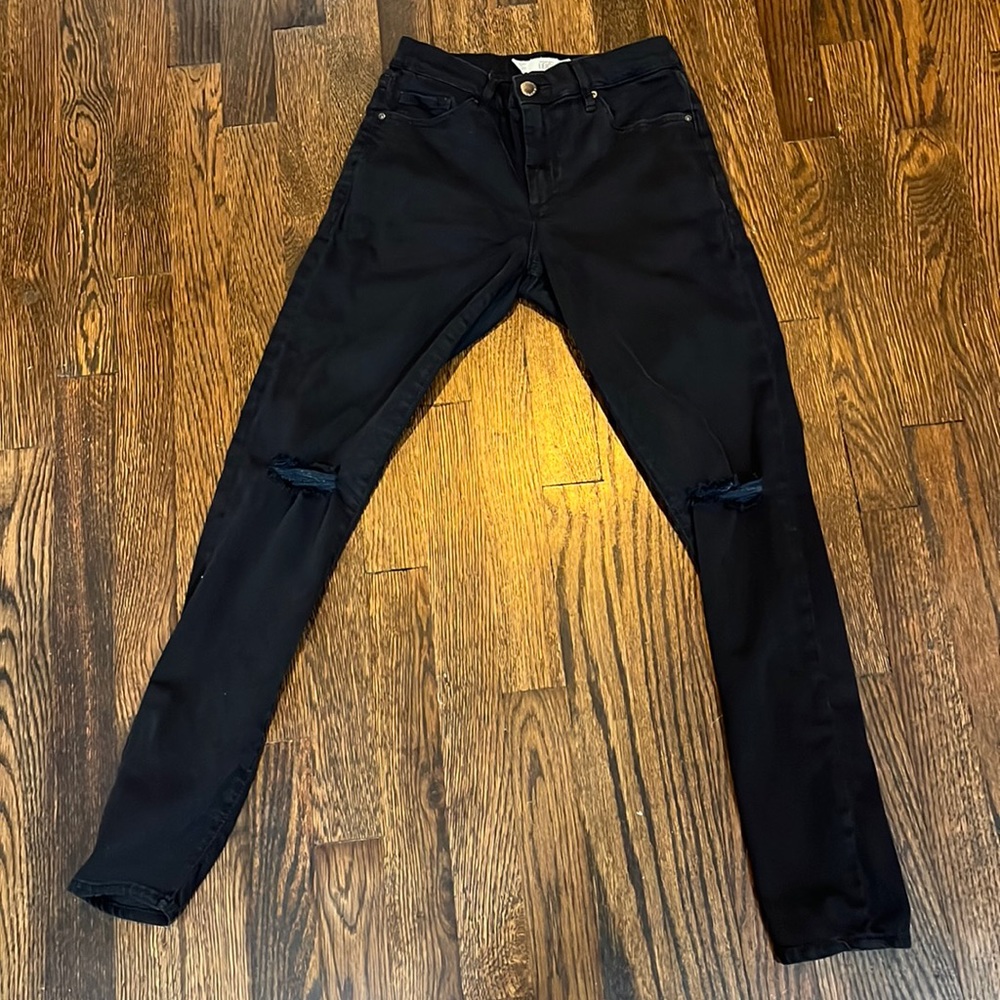 Topshop Leigh Black Denim with rips